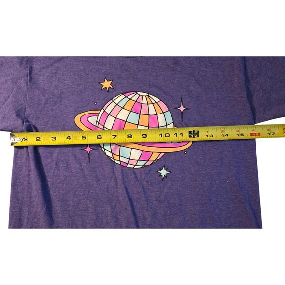 Girls Purple Fruit of the Loom Disco Saturn T shirt Size Medium - Picture 7 of 7
